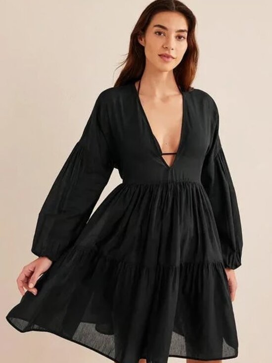 Boden Other - Boden: Relaxed Tiered Beach Dress, Black: 8L